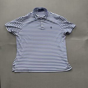 Polo Ralph Lauren Polo Shirt Mens Extra Large Blue White Striped Pony Logo Golf